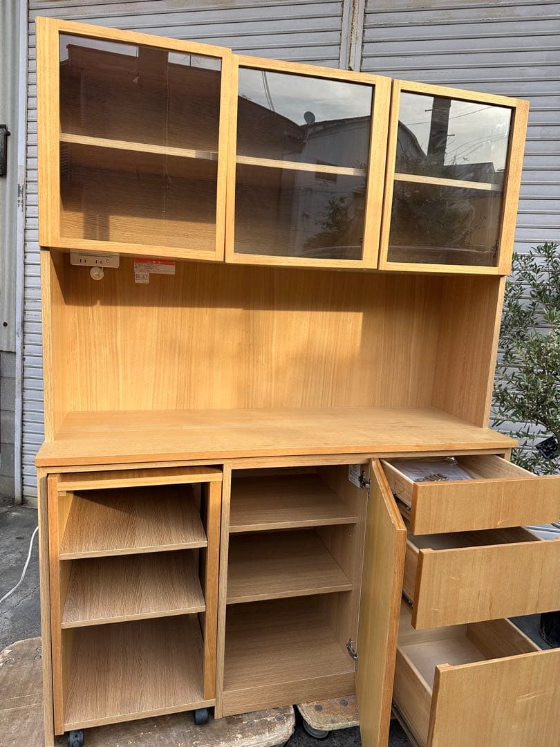 【無印良品】木製カップボード・幅１２０ｃｍ・オーク材【送料込】