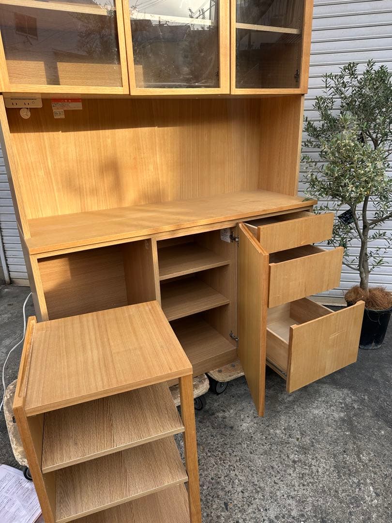 【無印良品】木製カップボード・幅１２０ｃｍ・オーク材【送料込】