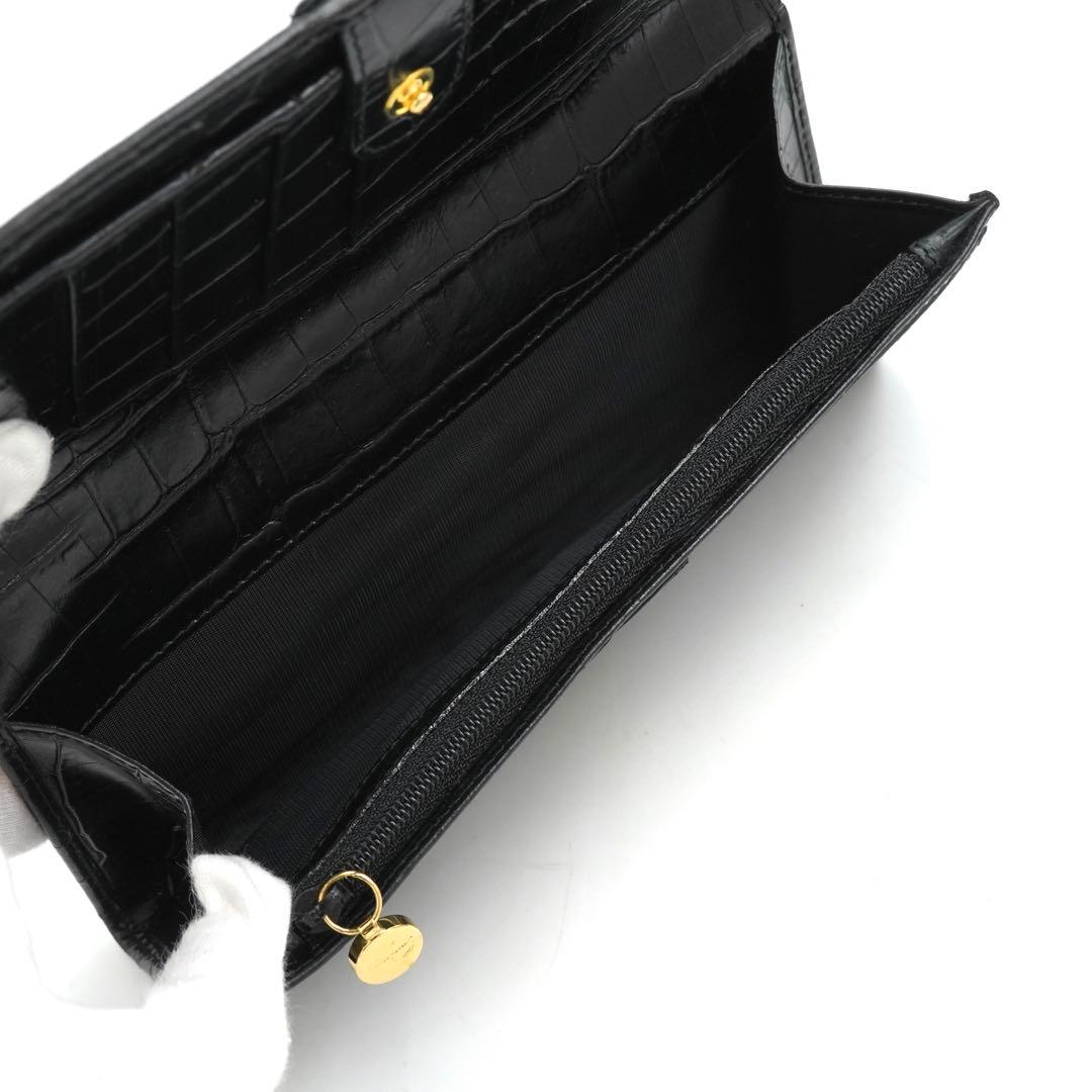 ✨新品未使用・箱付き✨　Ferragamo 長財布　ヴァラリボン　クロコ　黒色