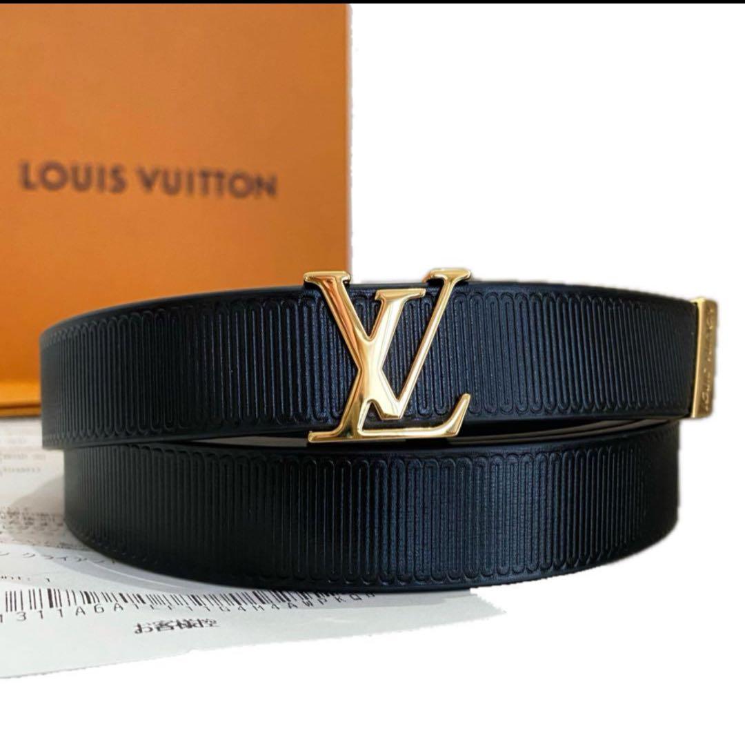 ルイヴィトン LOUIS VUITTON ベルト ブラック ゴールド カーフ
