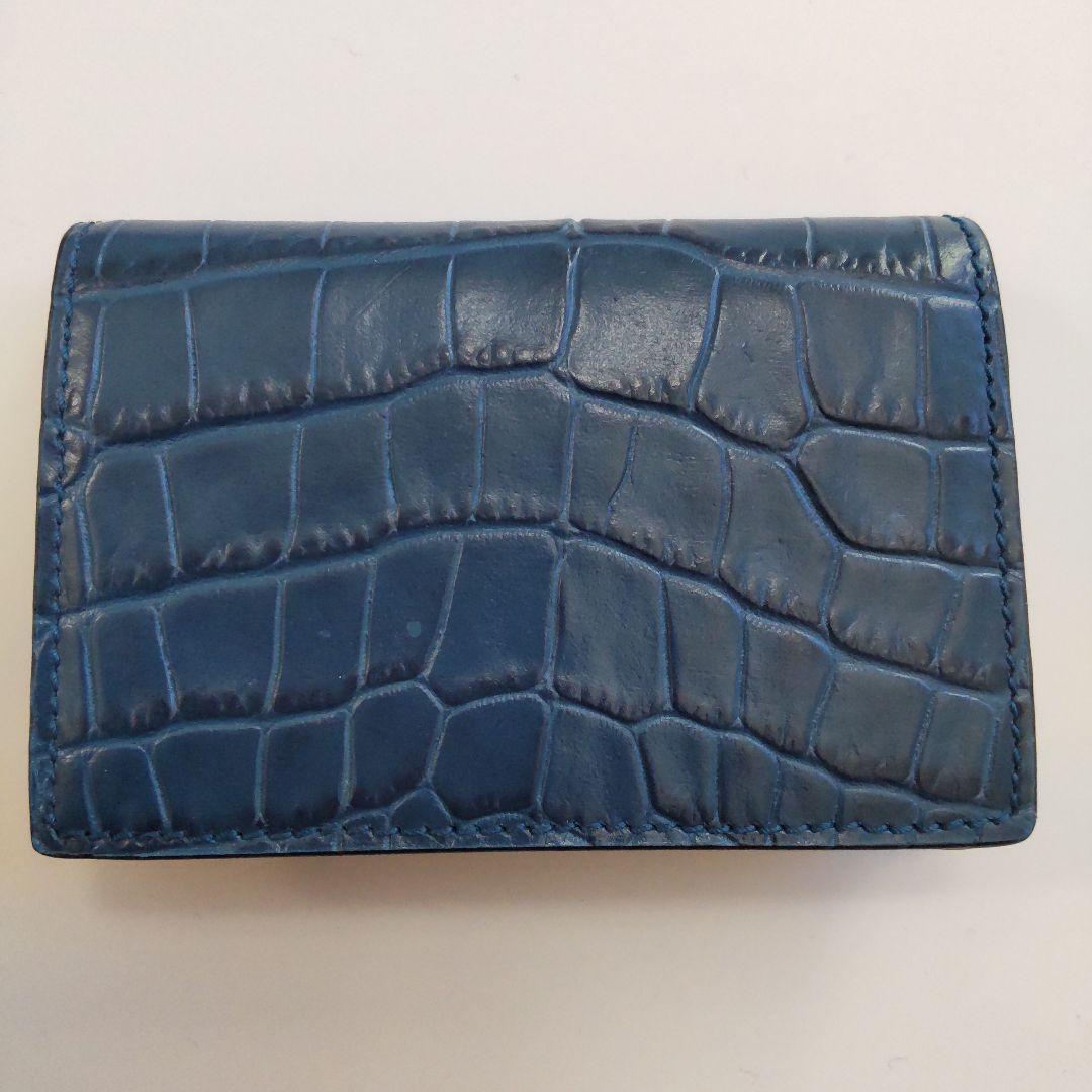 未使用 スマイソン 名刺入れ カードケース クロコ型押し ブルー 箱・カード付