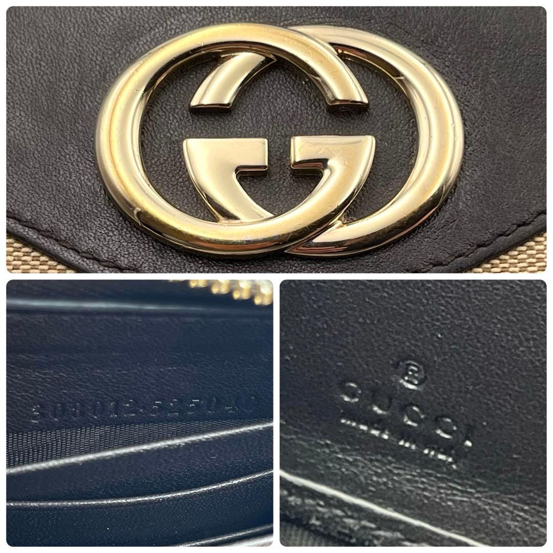 GUCCI GG 長財布 キャンバス　インターロッキング　ラウンドファスナー