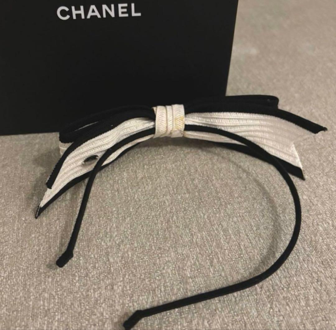 CHANEL シャネル　ストロー　カチューシャ　ホワイト