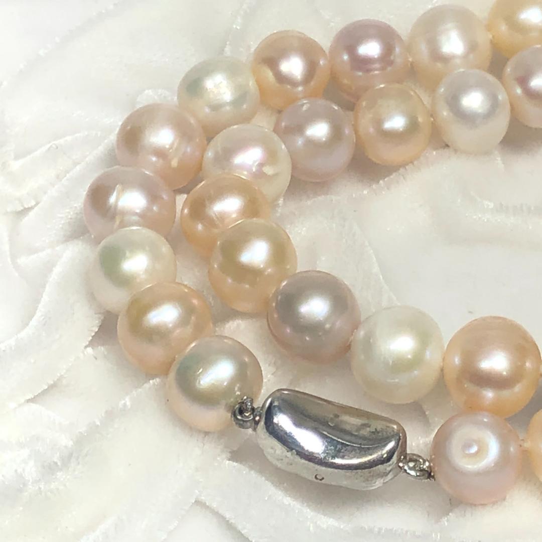 マルチカラー 8.8-9.9mm 49.0g 44cm 本真珠 パールネックレス