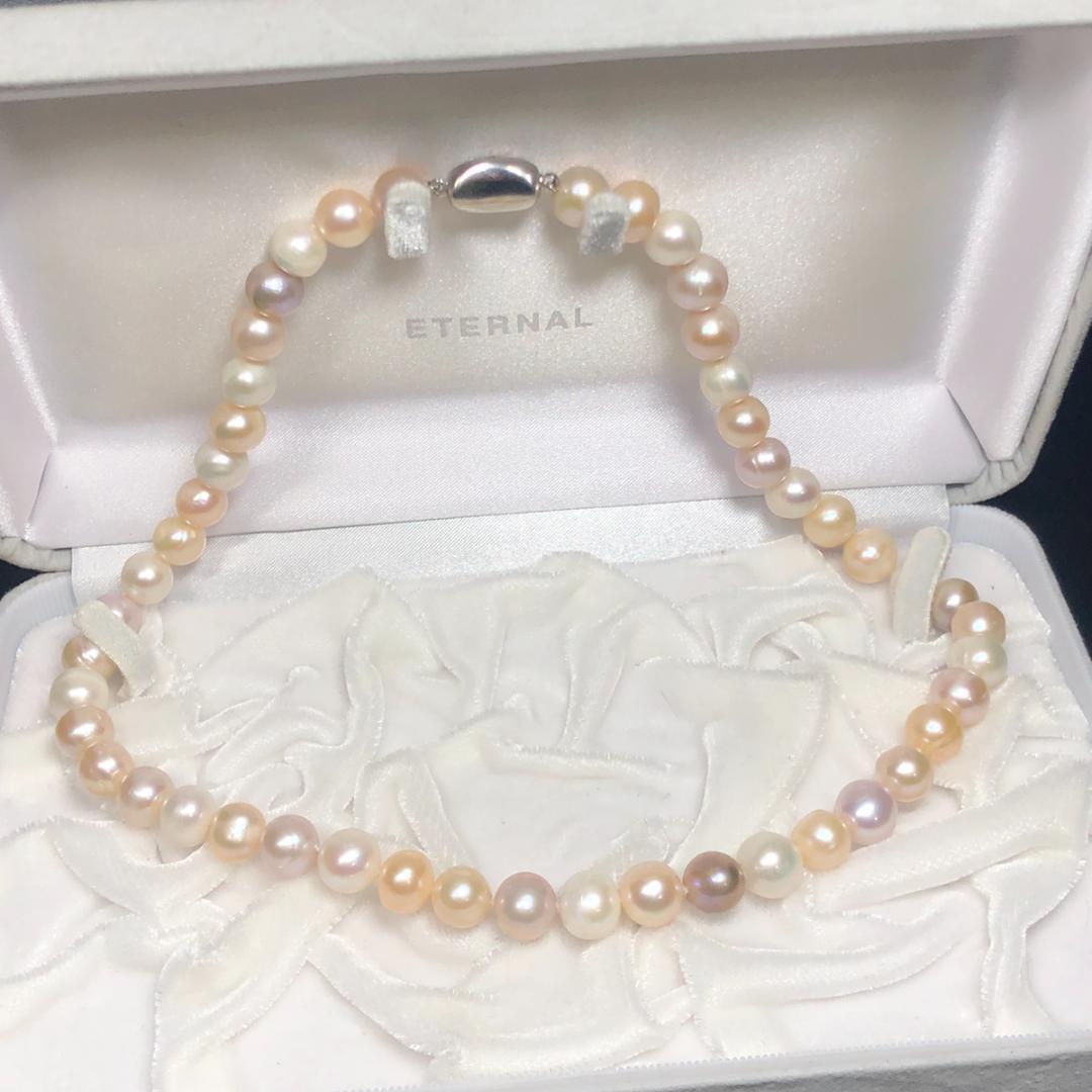 マルチカラー 8.8-9.9mm 49.0g 44cm 本真珠 パールネックレス