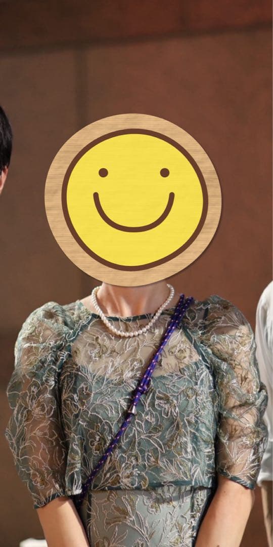 【参列ドレス】刺繍レースレイヤードドレス S /グリーン