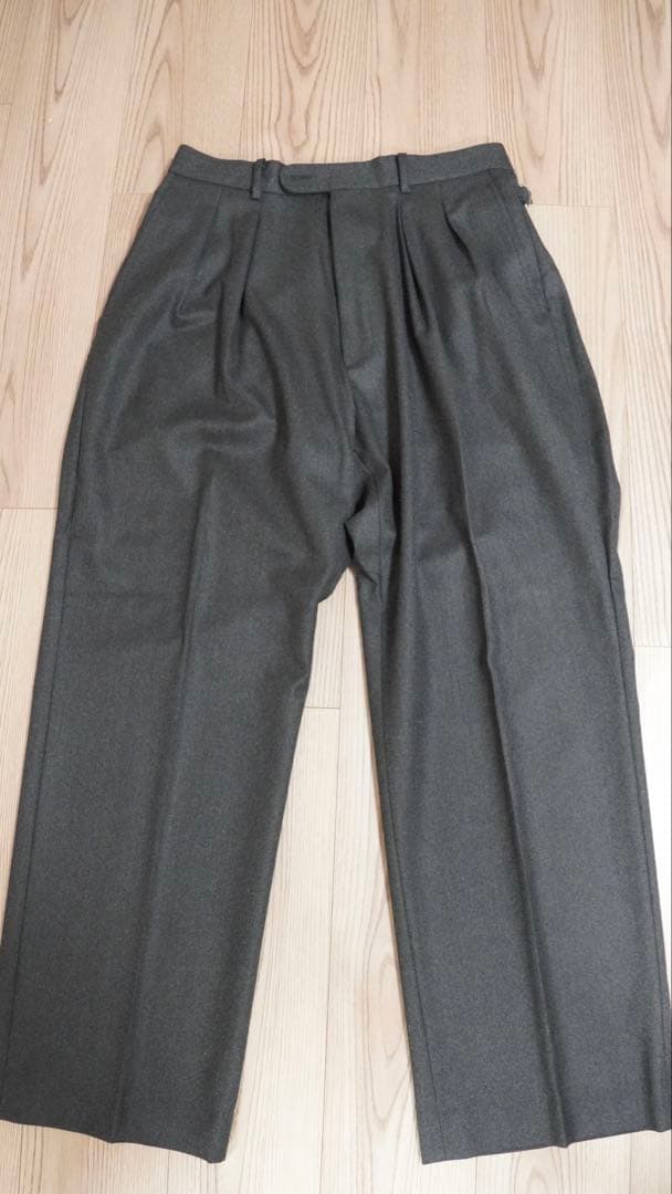 MBハイエンド尾州ウール クラシックハイウエストワイドスラックス