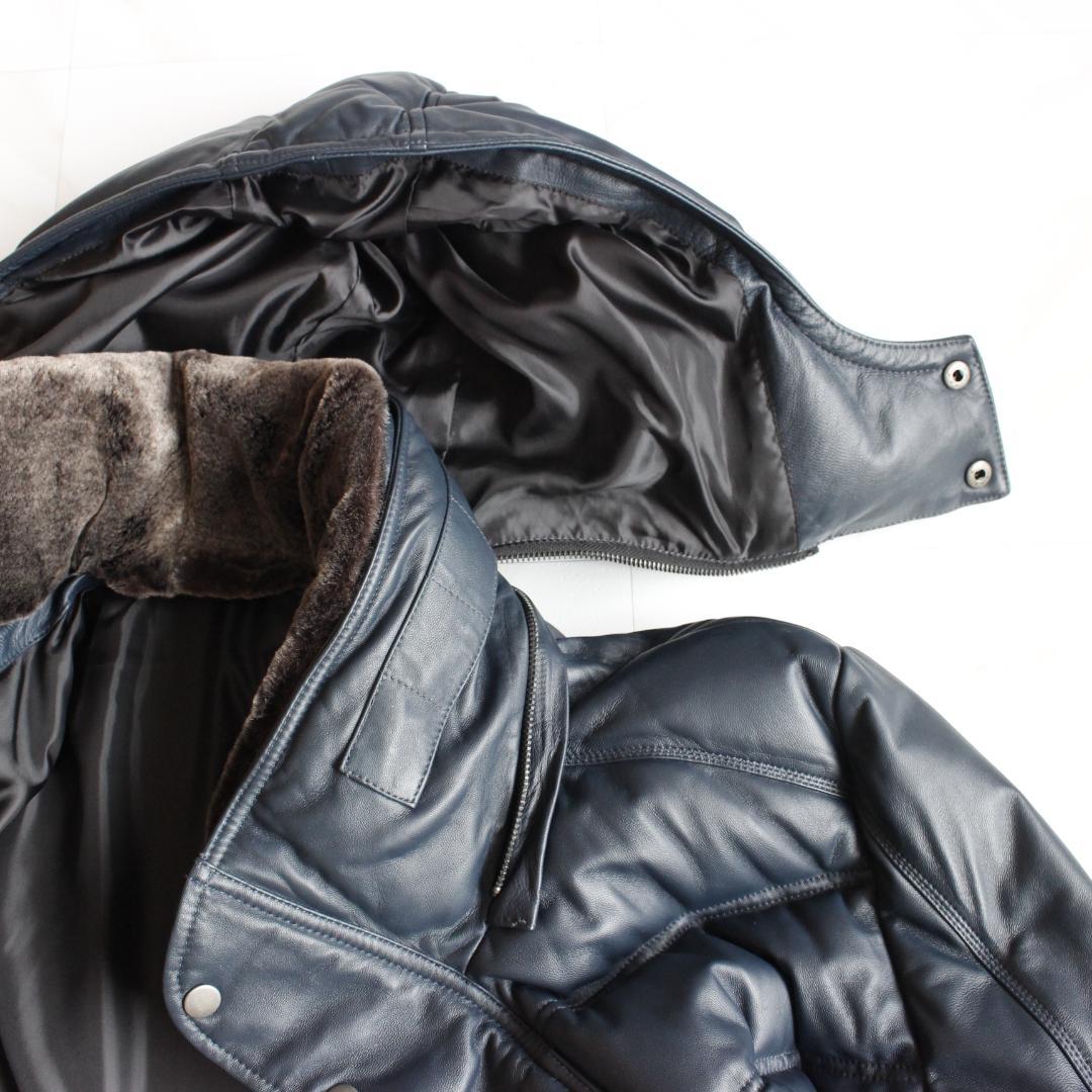 LIUGOOTOKYO 3way ラムレザーダウンジャケット LLL ネイビー