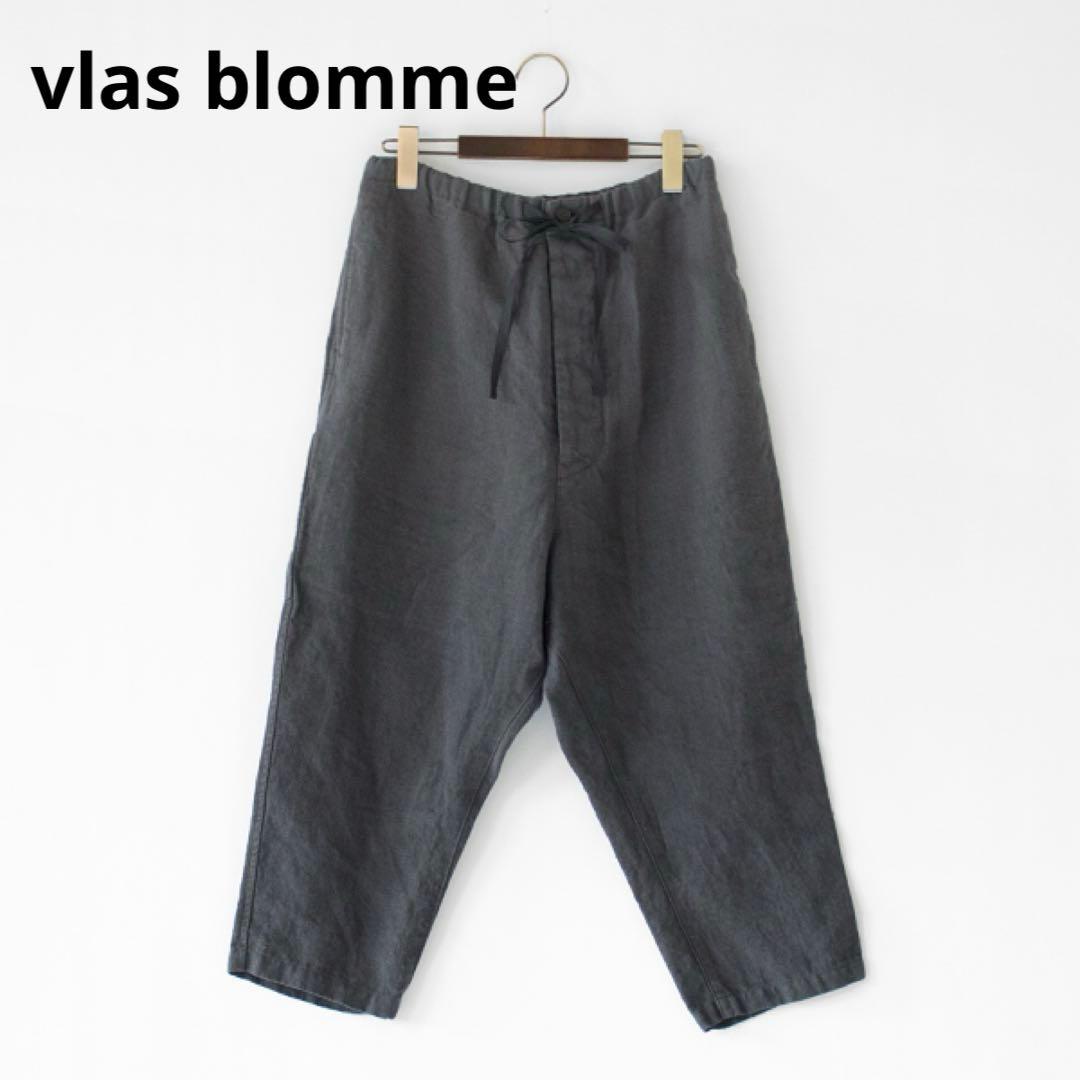 vlas blomme ワークリネンサルエルパンツ　ブラック　チャコール