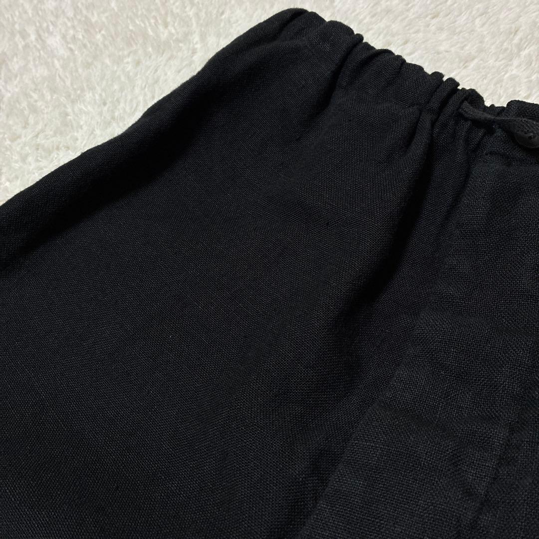 vlas blomme ワークリネンサルエルパンツ　ブラック　チャコール