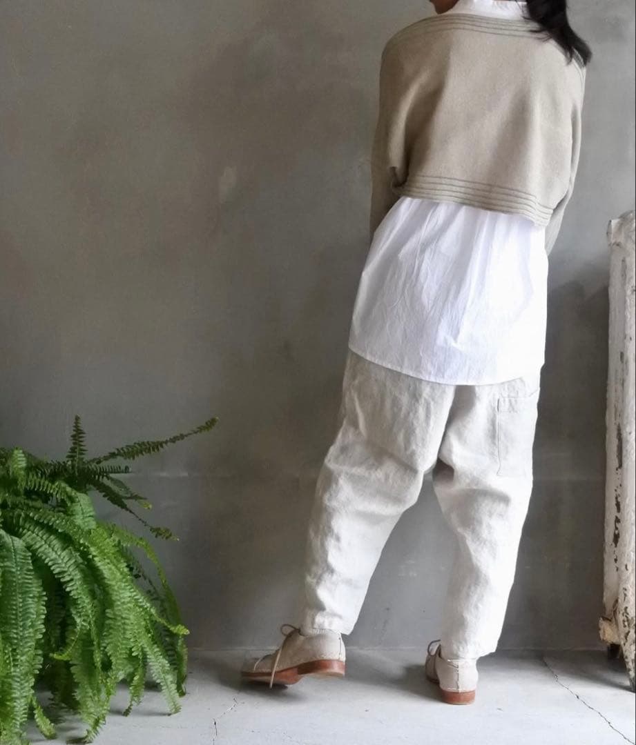 vlas blomme ワークリネンサルエルパンツ　ブラック　チャコール