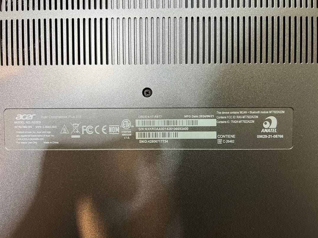 acer Chromebook Plus スチールグレー