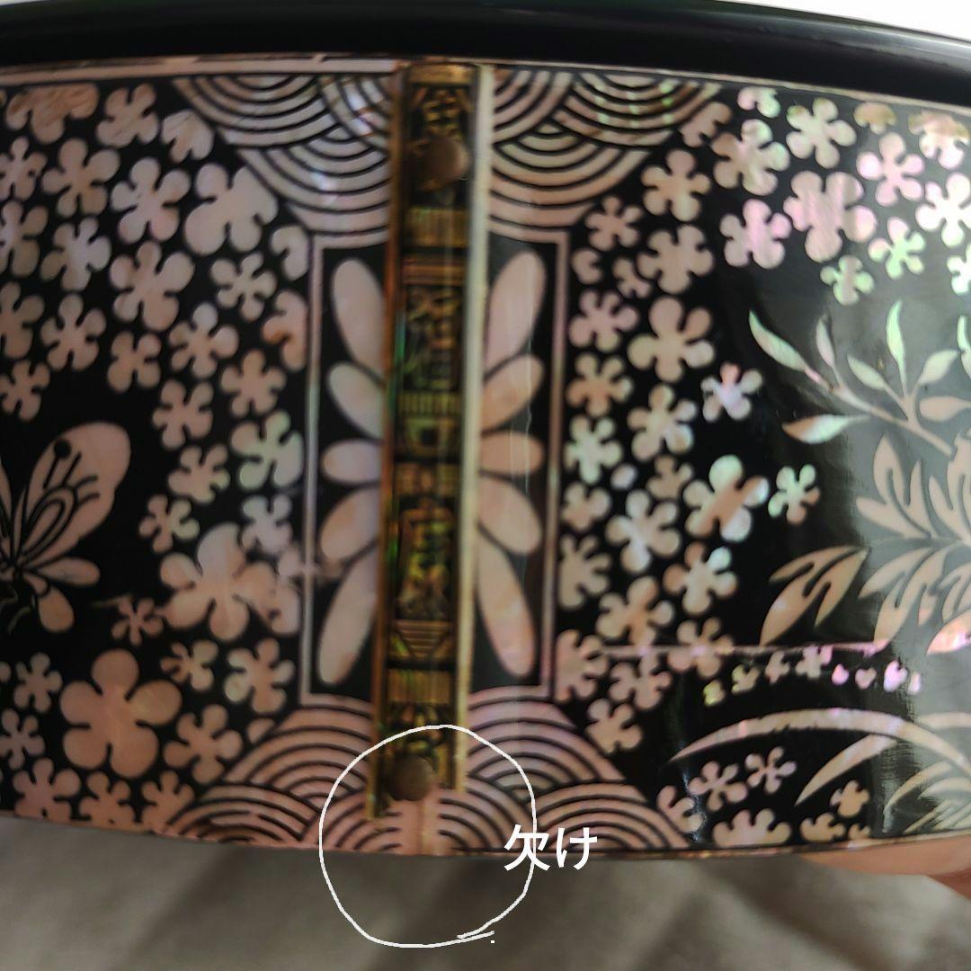 韓国漆器　螺鈿　美品お節正月縁起物　クジョルパン九節板　宝石箱