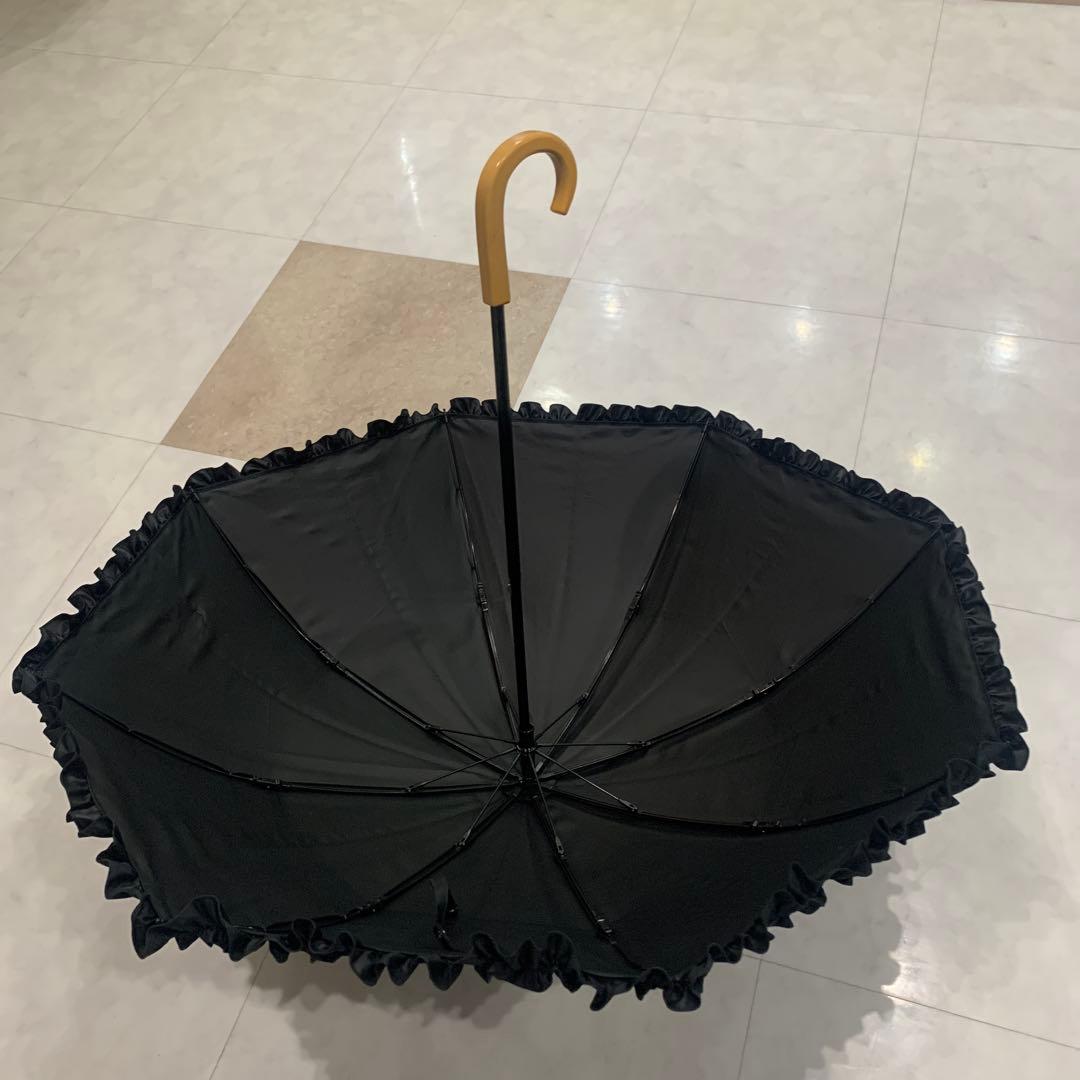 サンバリア100　２段折 フリル ブラック, 木曲がり手元