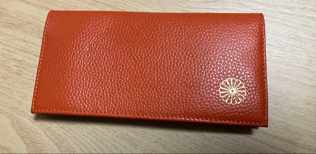 皇居　長財布　オレンジ　本革