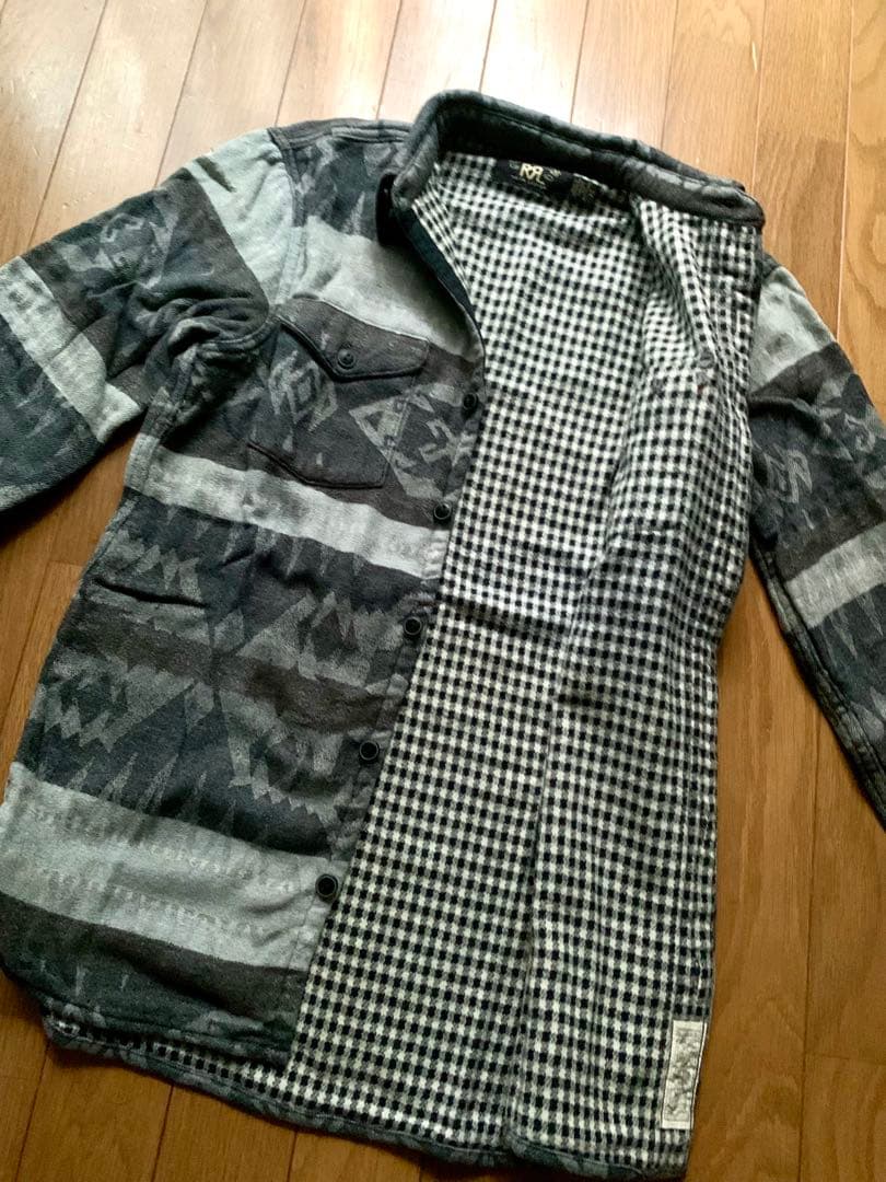 極美品 RRL 定価5万 ダブルアールエル ネイティブ柄 ウール混 長袖シャツ