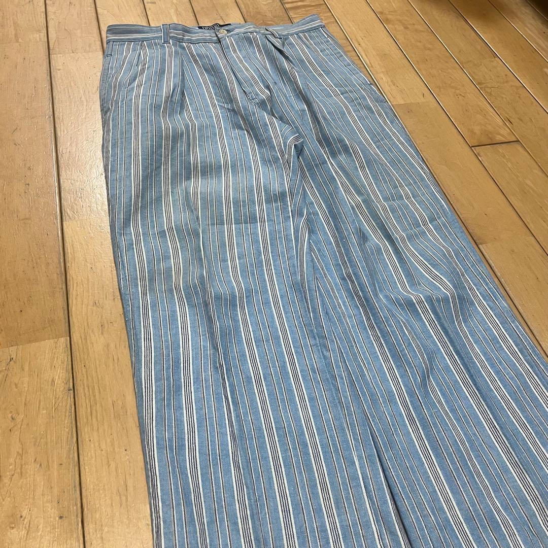 USA製 80s 90s ポロバイラルフローレン ストライプ チノ スラックス