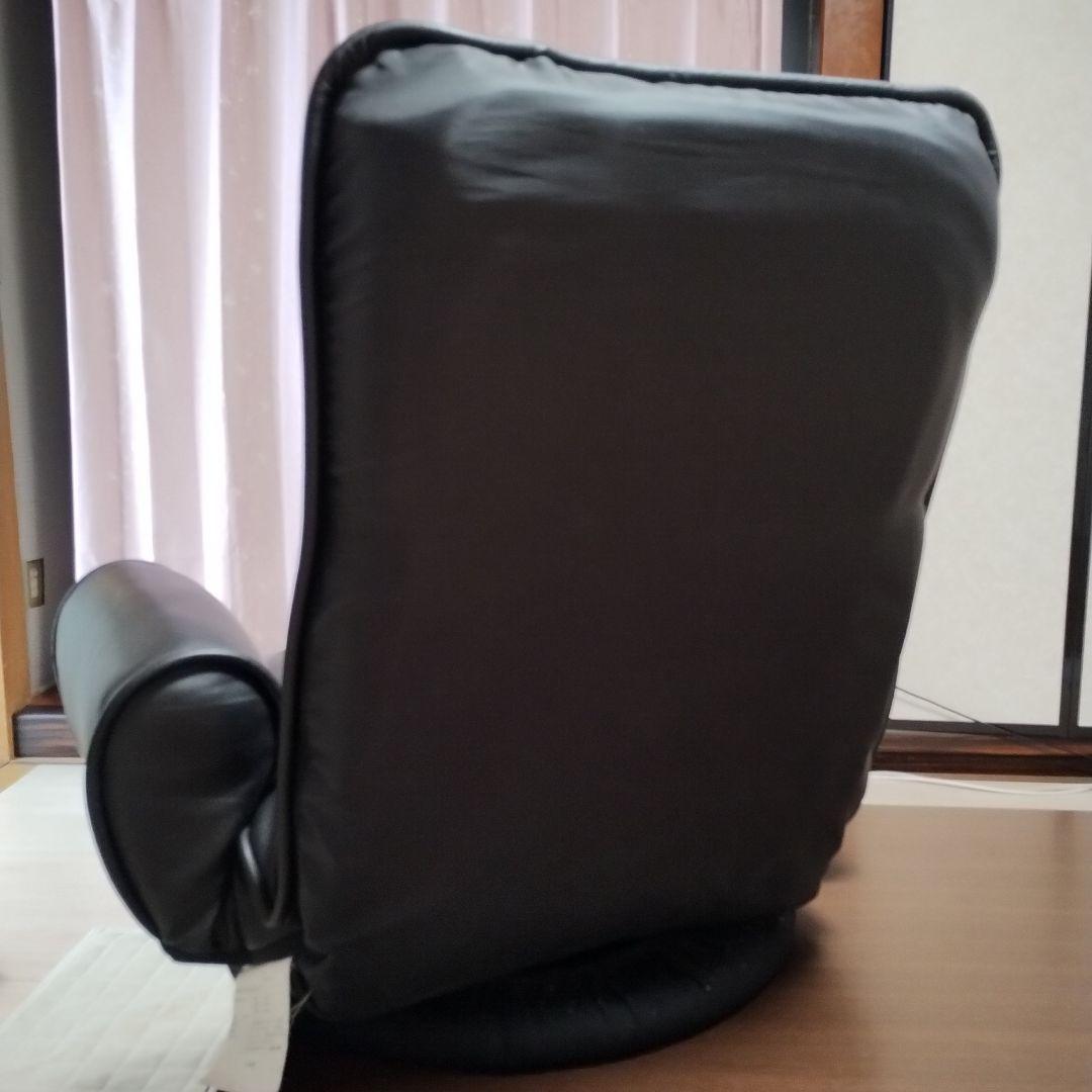 リクライニングチェア 合成皮革 ブラック回転台付き　送料込み