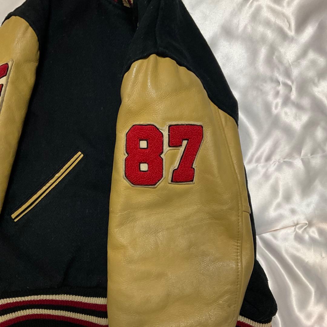 袖革スタジャン 40 実サイズ日本Lサイズ 黒/キャメル