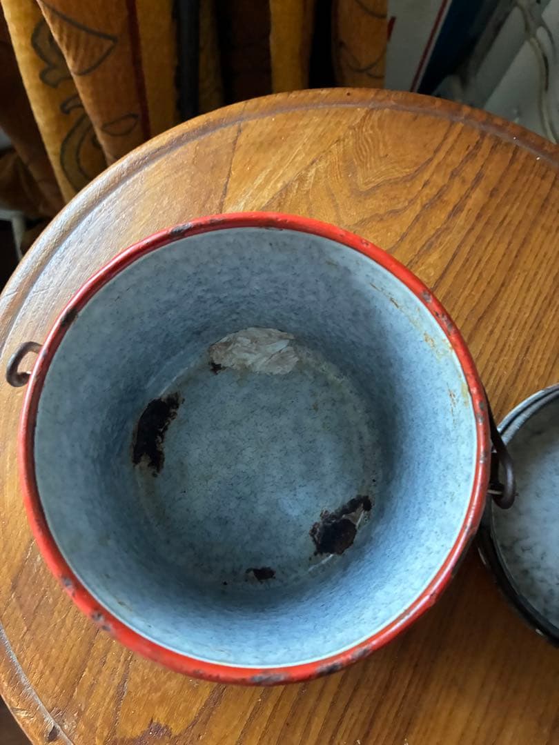 フランス　アンティーク　ホーロー　ストッカー　キャニスター　ダミエ　市松　レア