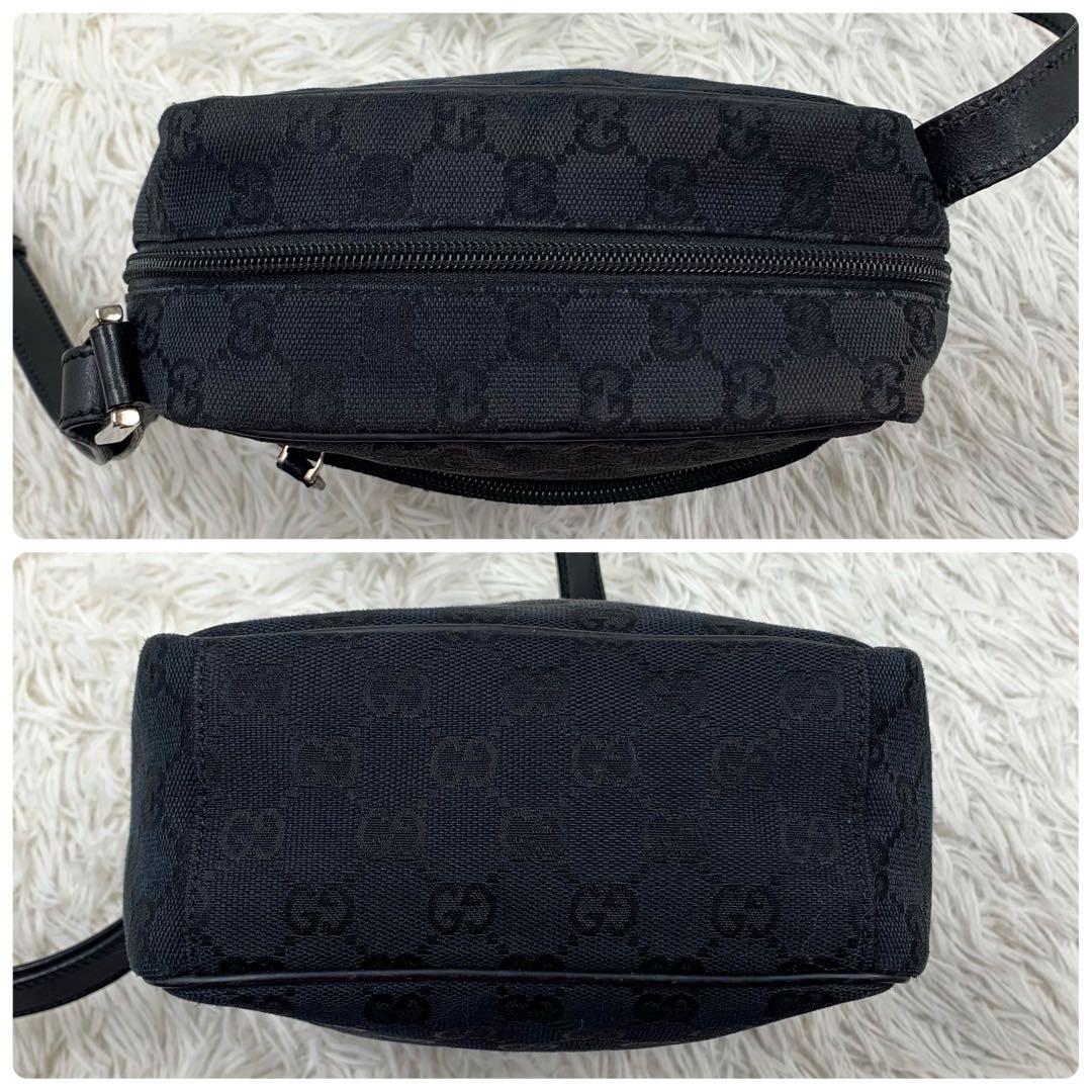 【✨極美品✨】グッチ ショルダーバッグ GGキャンバス レザー ブラック