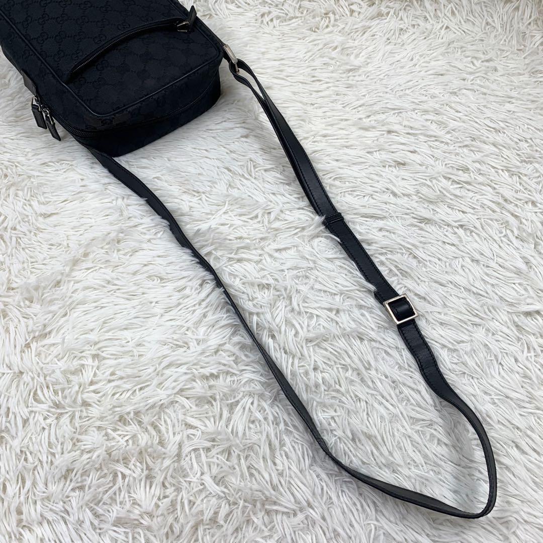 【✨極美品✨】グッチ ショルダーバッグ GGキャンバス レザー ブラック