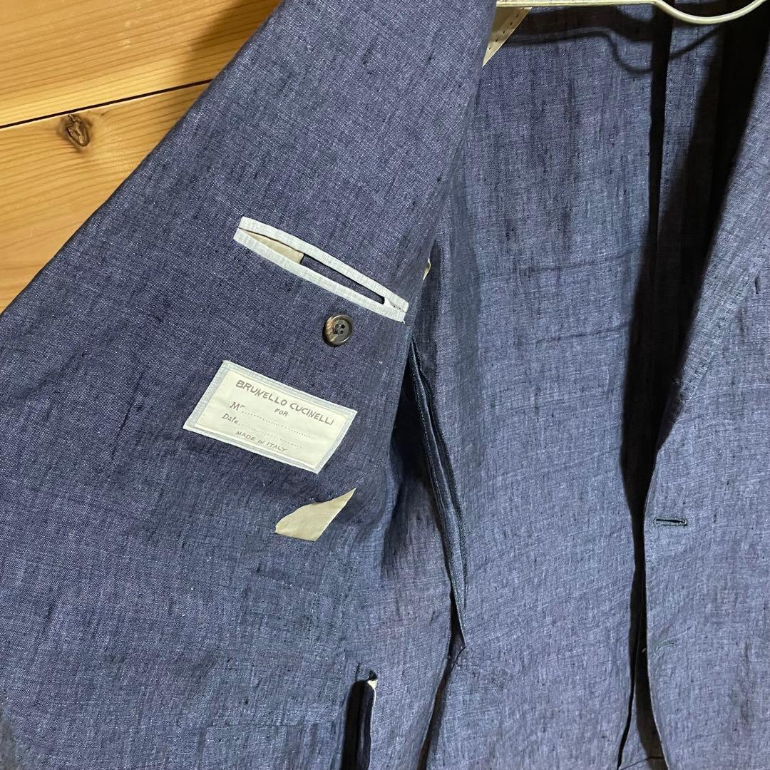 m*o様 ブルネロクチネリ リネン ブルー テーラードジャケット イタリア製