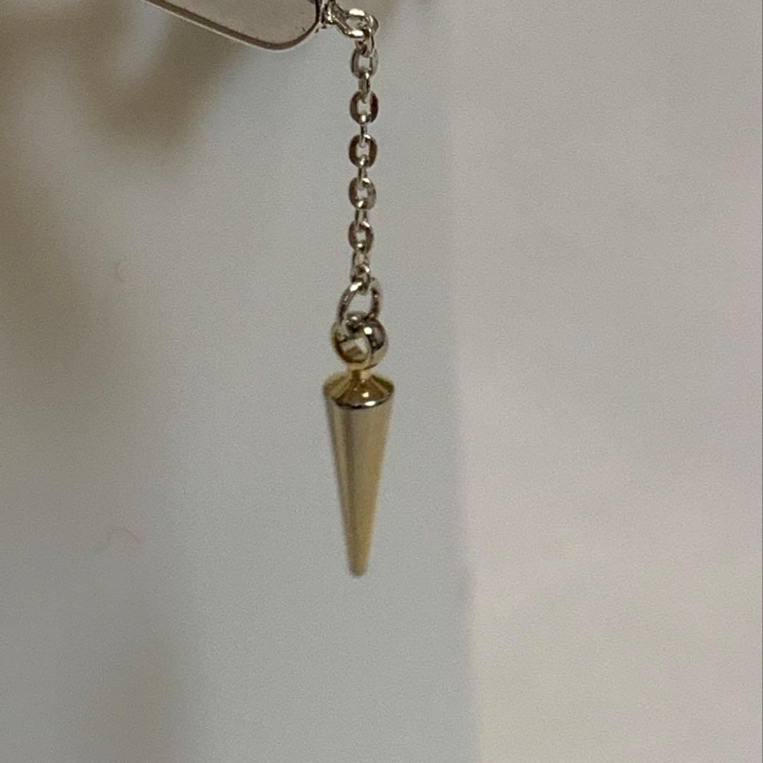 e.m. シルバー ハーフ バングル ゴールド チャーム付き