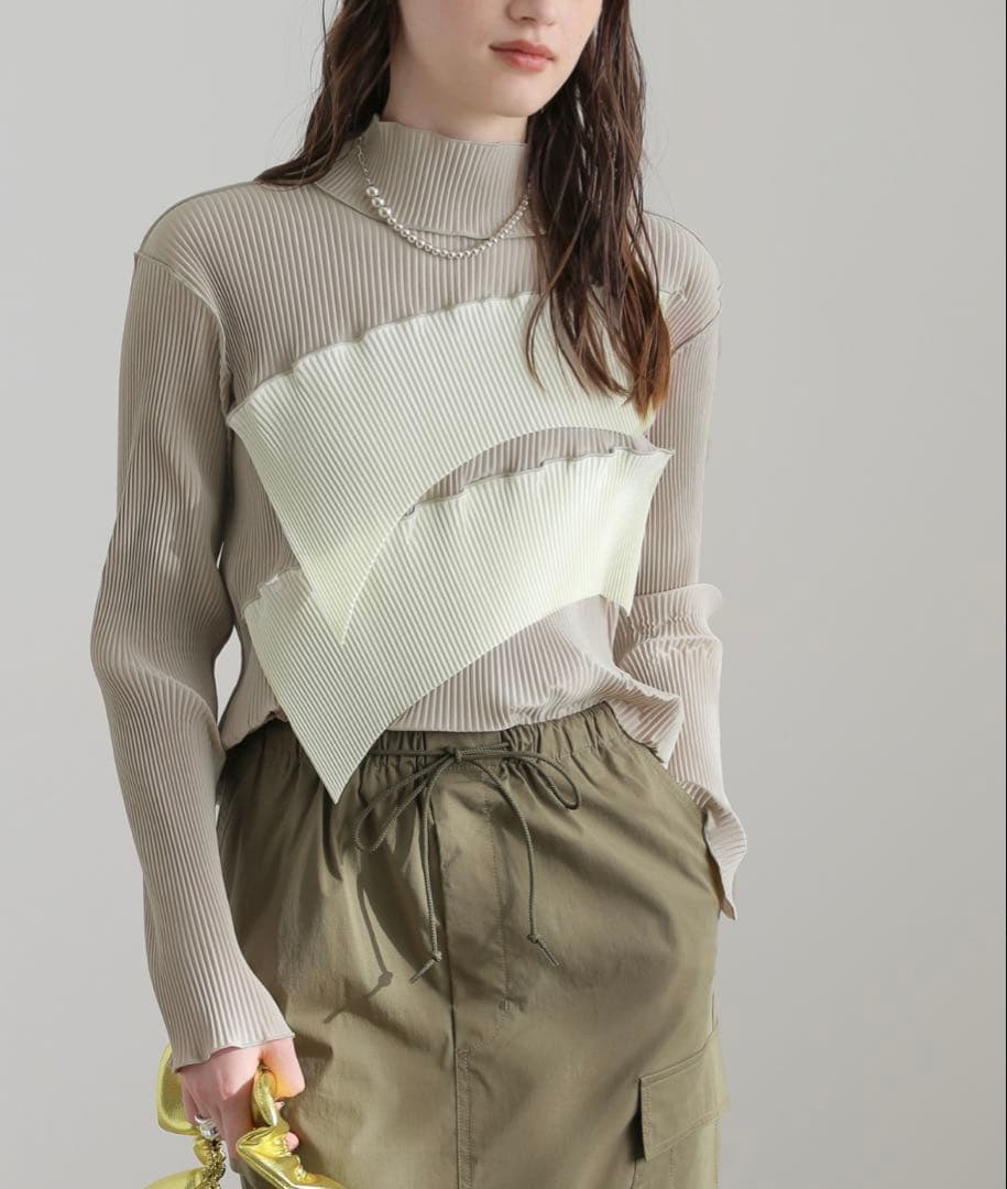 【kotohayokozawa】TODOウェーブロングスリーブハイネックトップス