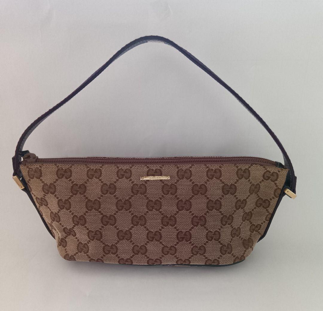 GUCCI　GGキャンパスアクセサリーポーチハンドバッグ　ベージュ141809