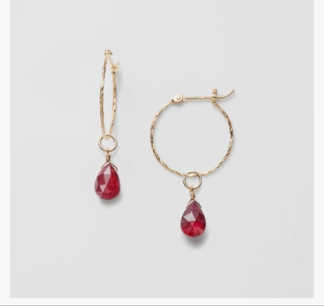 アガットagete 【K10両耳用ルビーピアスチャーム】