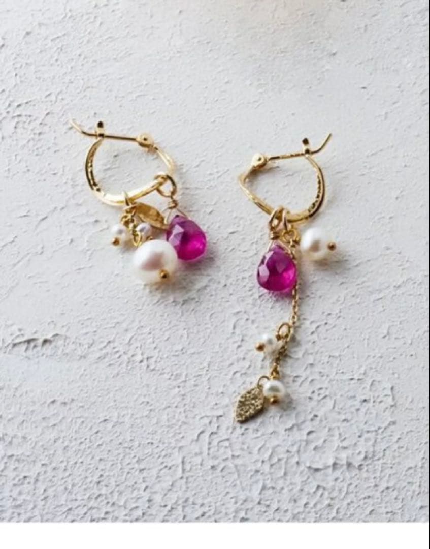 アガットagete 【K10両耳用ルビーピアスチャーム】