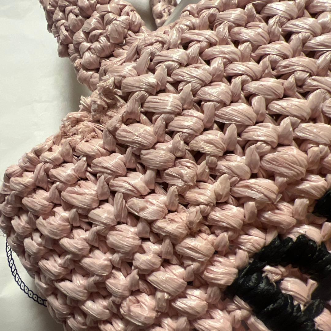 PRADA プラダ スモール クロシェ トートバッグ ラフィア ピンク