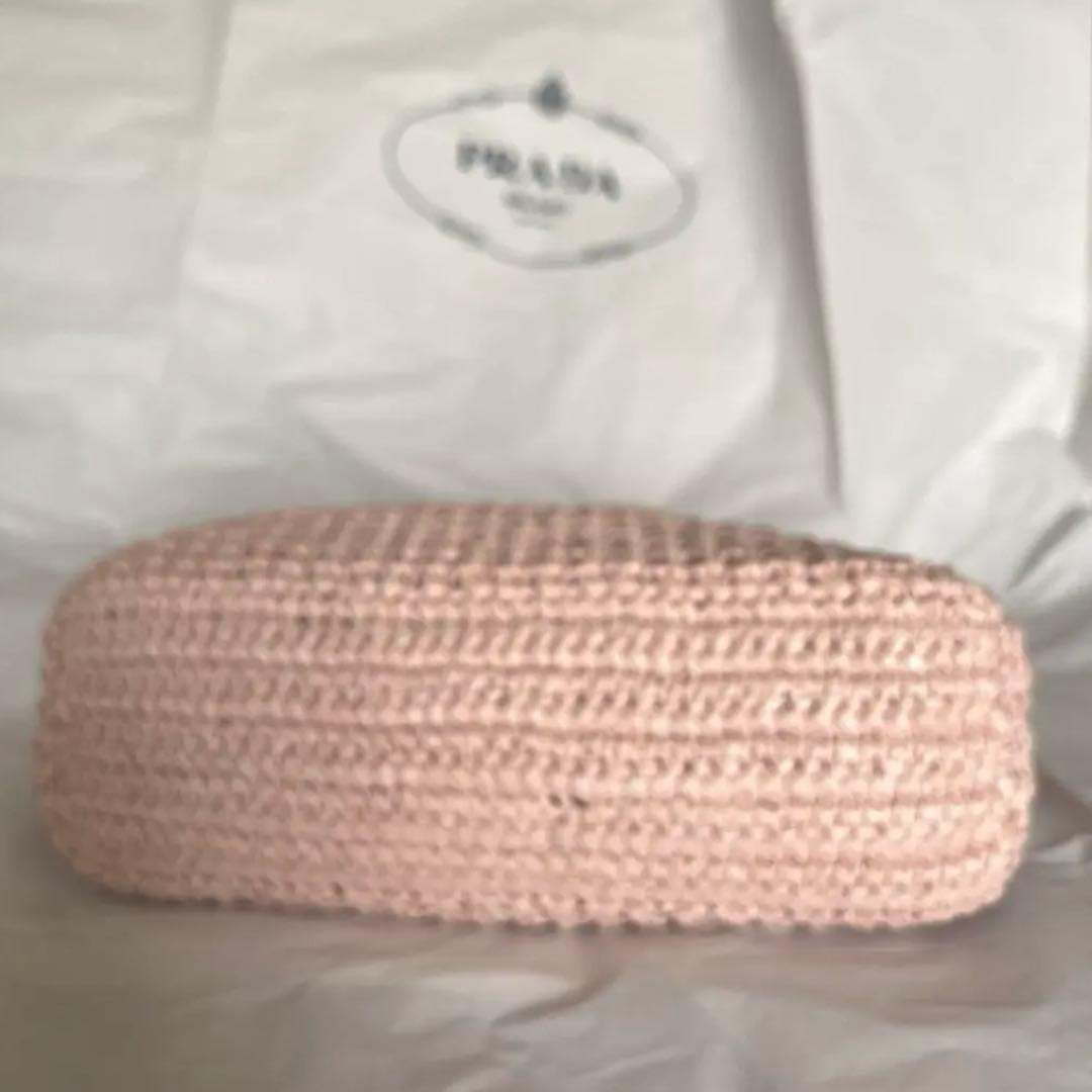 PRADA プラダ スモール クロシェ トートバッグ ラフィア ピンク