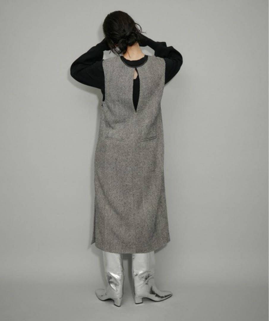 美品　アダムエロペ 2WAYツィードジャンパースカート ワンピース　ブラック