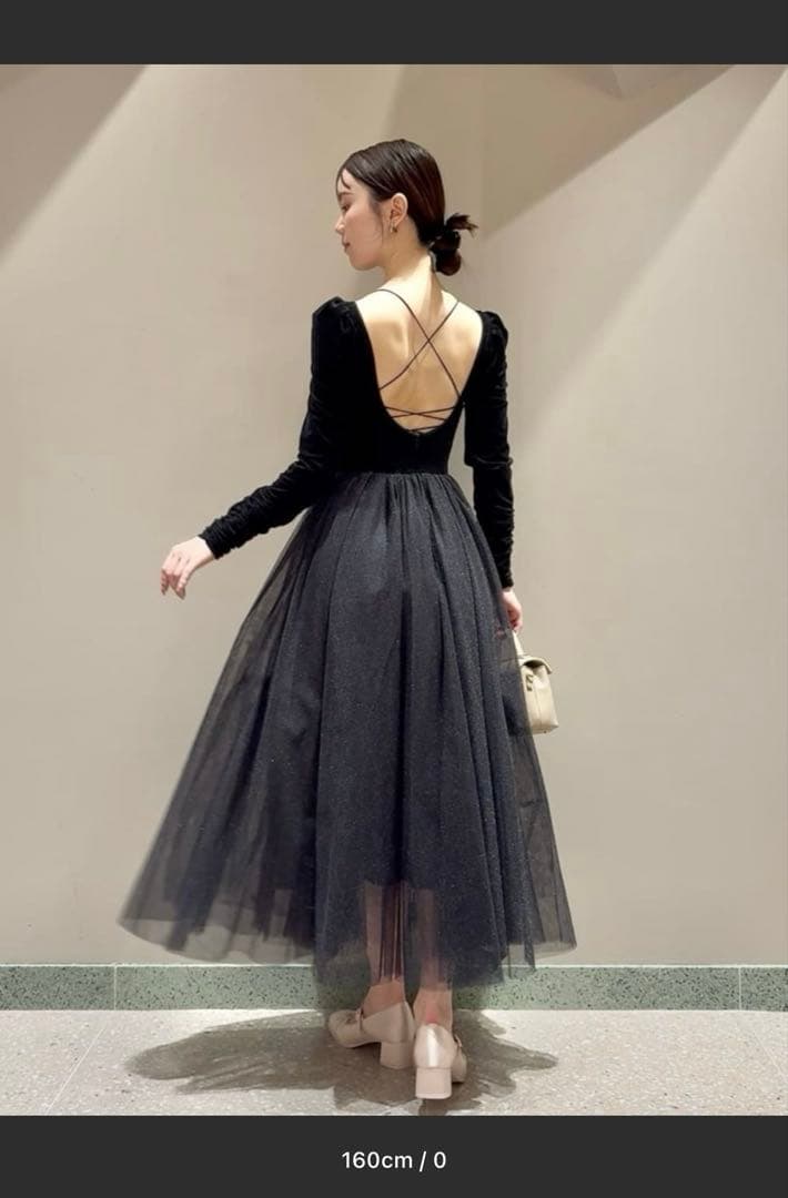 【新品タグ付き】SNIDEL Chacottベロア×チュールワンピース　ブラック