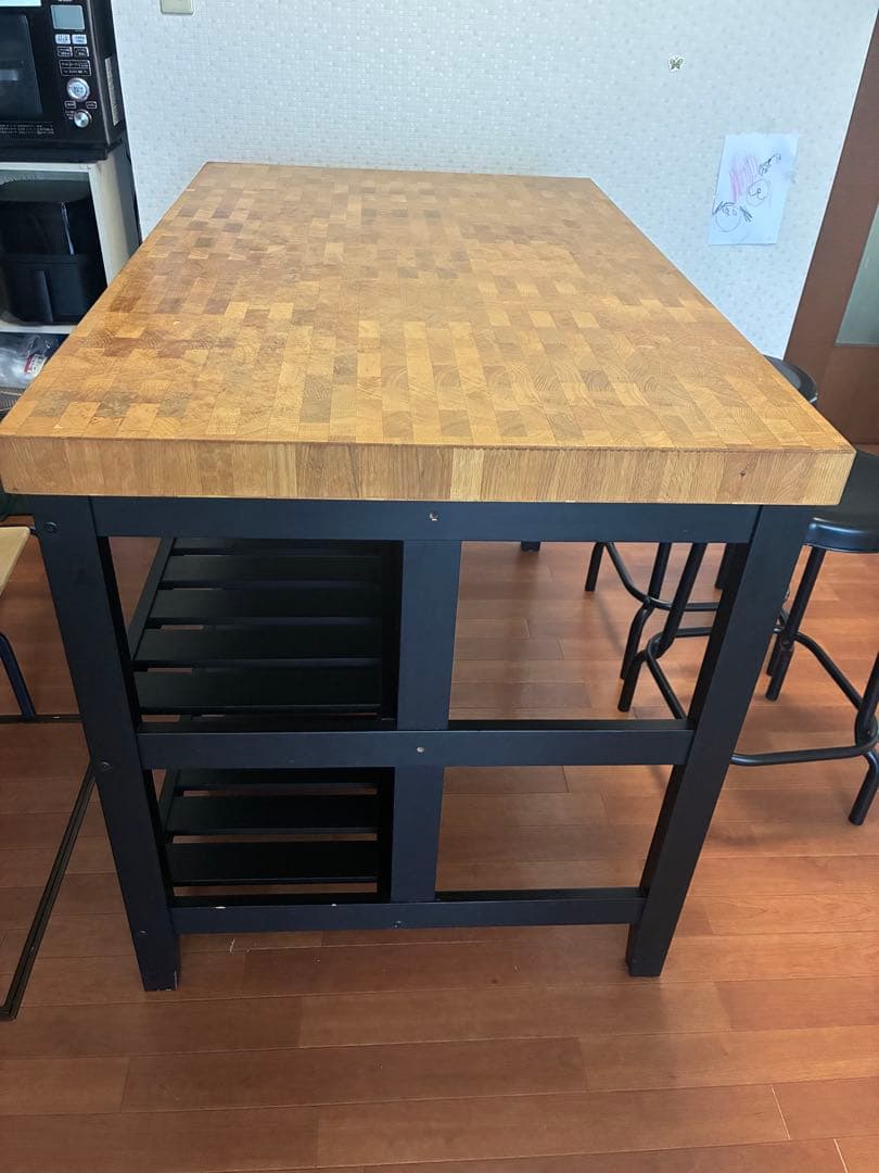 カウンターテーブル 木製天板 黒