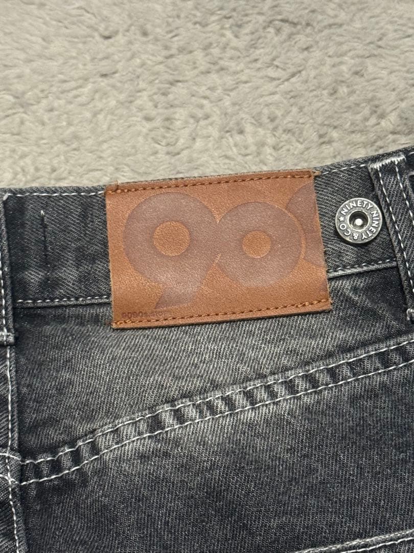 9090 バギーデニム ブラック ワイドデニム 完売品 S