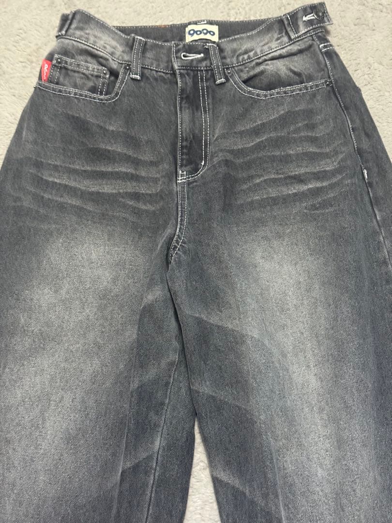 9090 バギーデニム ブラック ワイドデニム 完売品 S