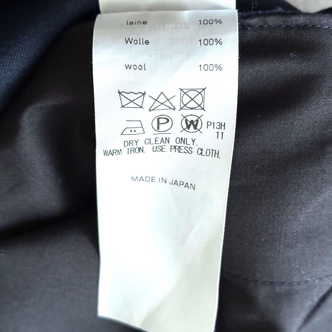 ATON バックサテン スタンダードパンツ スラックス ネイビー サイズL XL