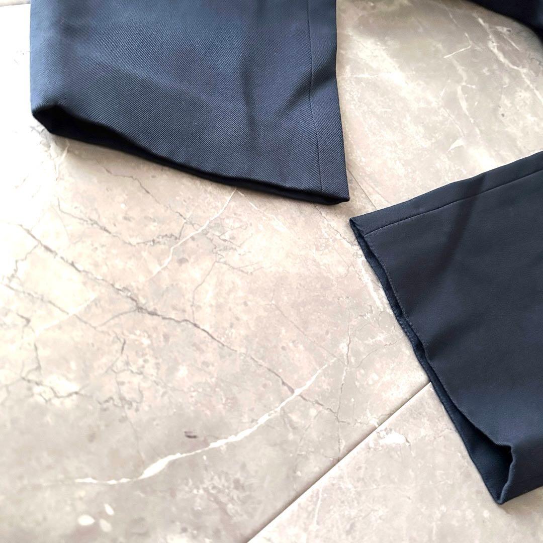 ATON バックサテン スタンダードパンツ スラックス ネイビー サイズL XL