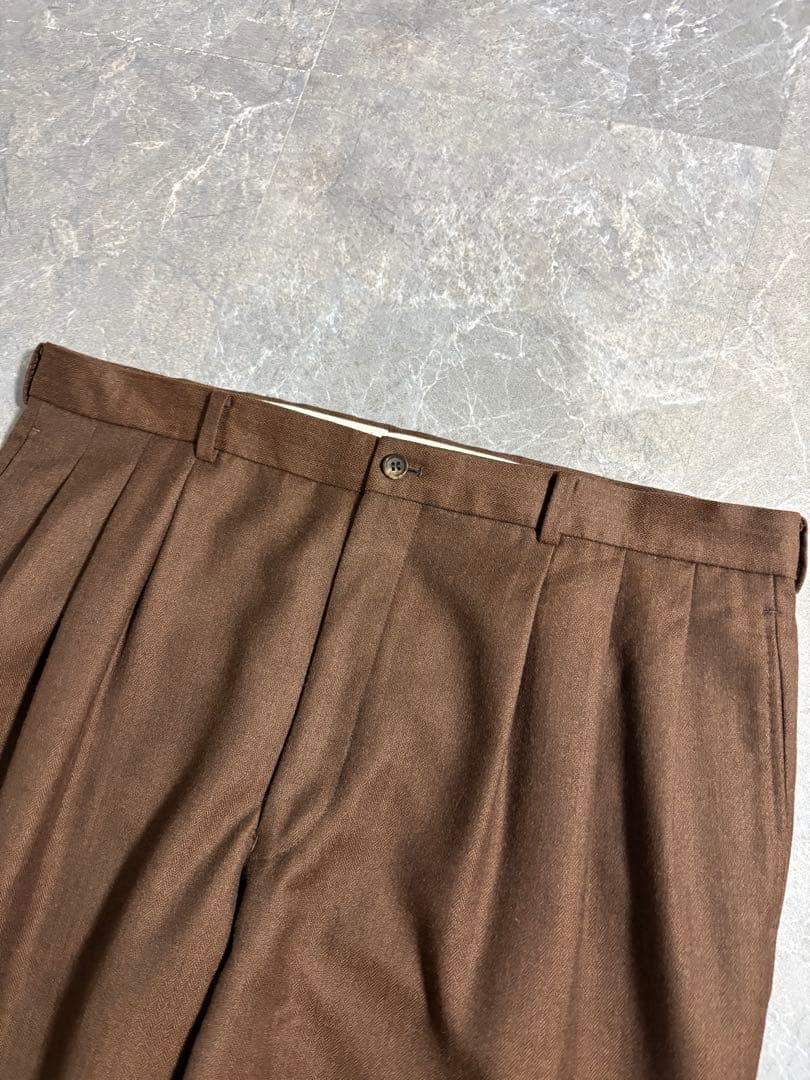 パンツ PAPAS wool cashmere 3tuck wide slacks XL