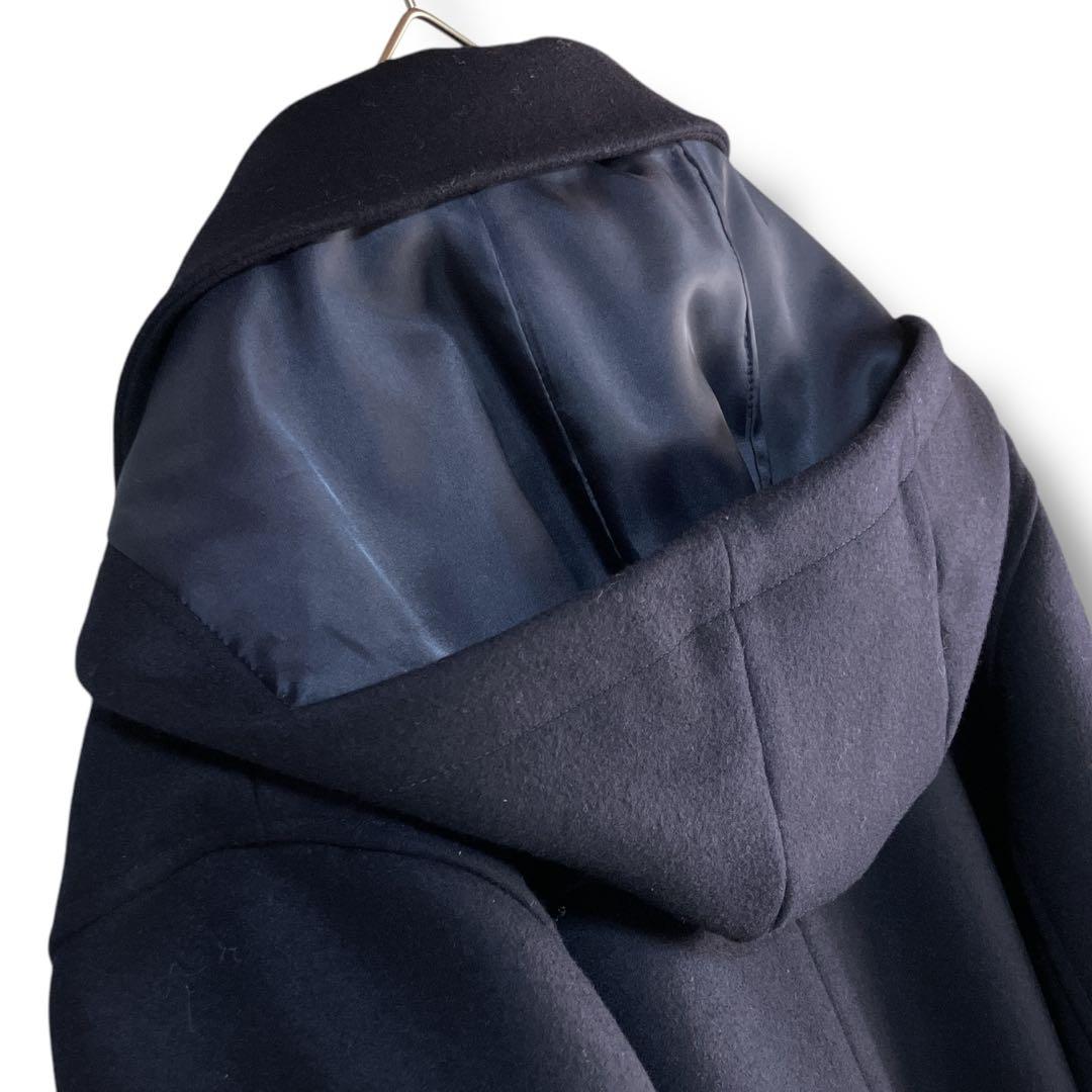 ダニエルクレミュ 良品 日本製 カシミヤ使用 フード脱着 ダッフルコートネイビー