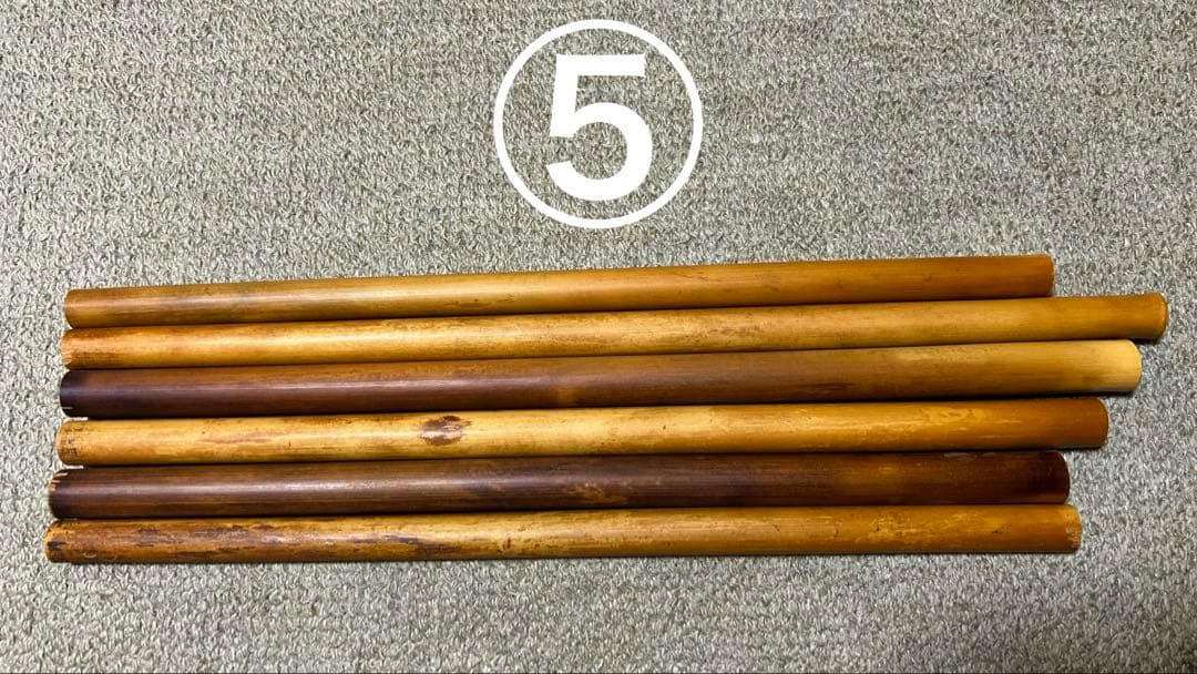 女竹 篠竹 竹材 篠笛 燻竹 素材6本セット⑤