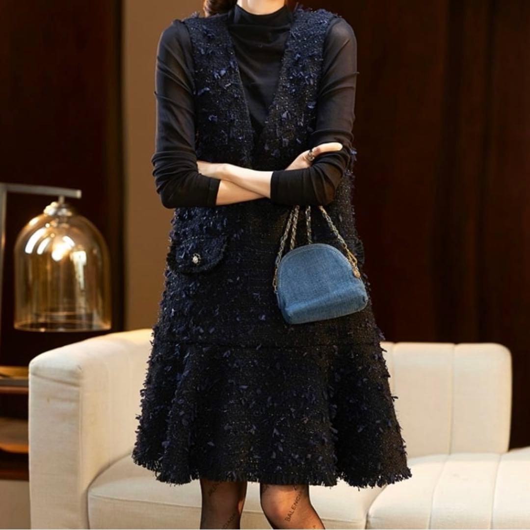 エムボーテ　ツイード フレア　ワンピース　B311