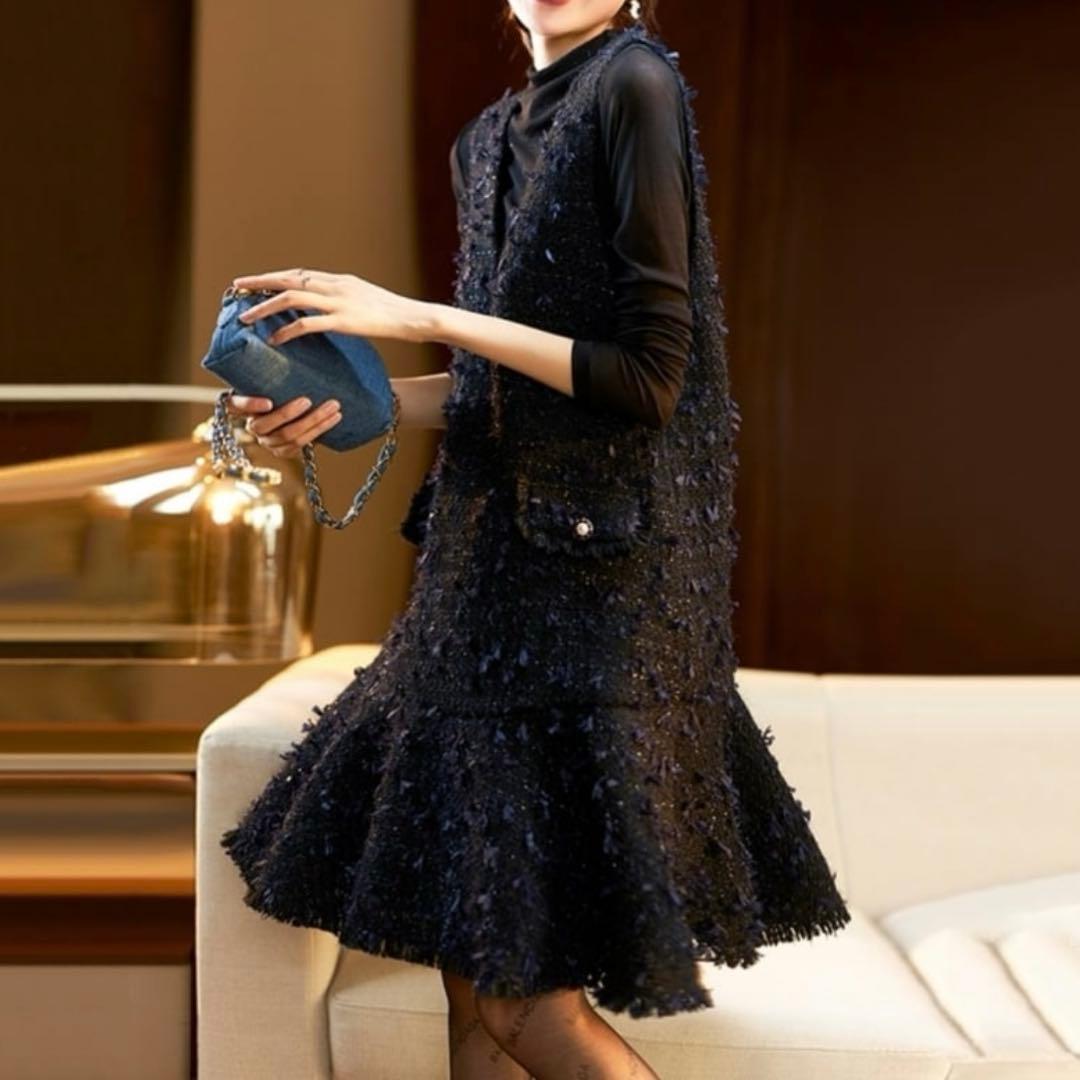 エムボーテ　ツイード フレア　ワンピース　B311