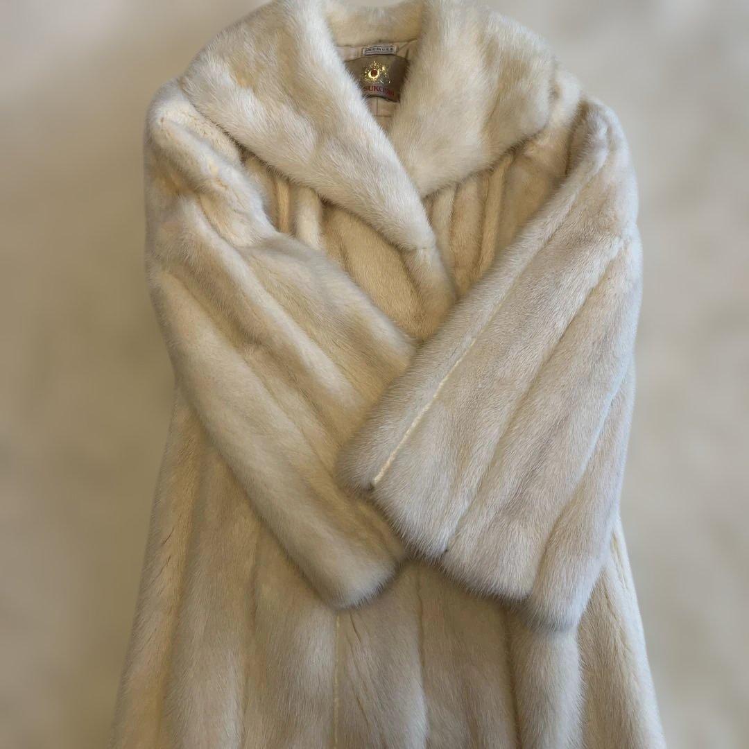 MITSUKOSHI 毛皮 ロングコート ホワイト