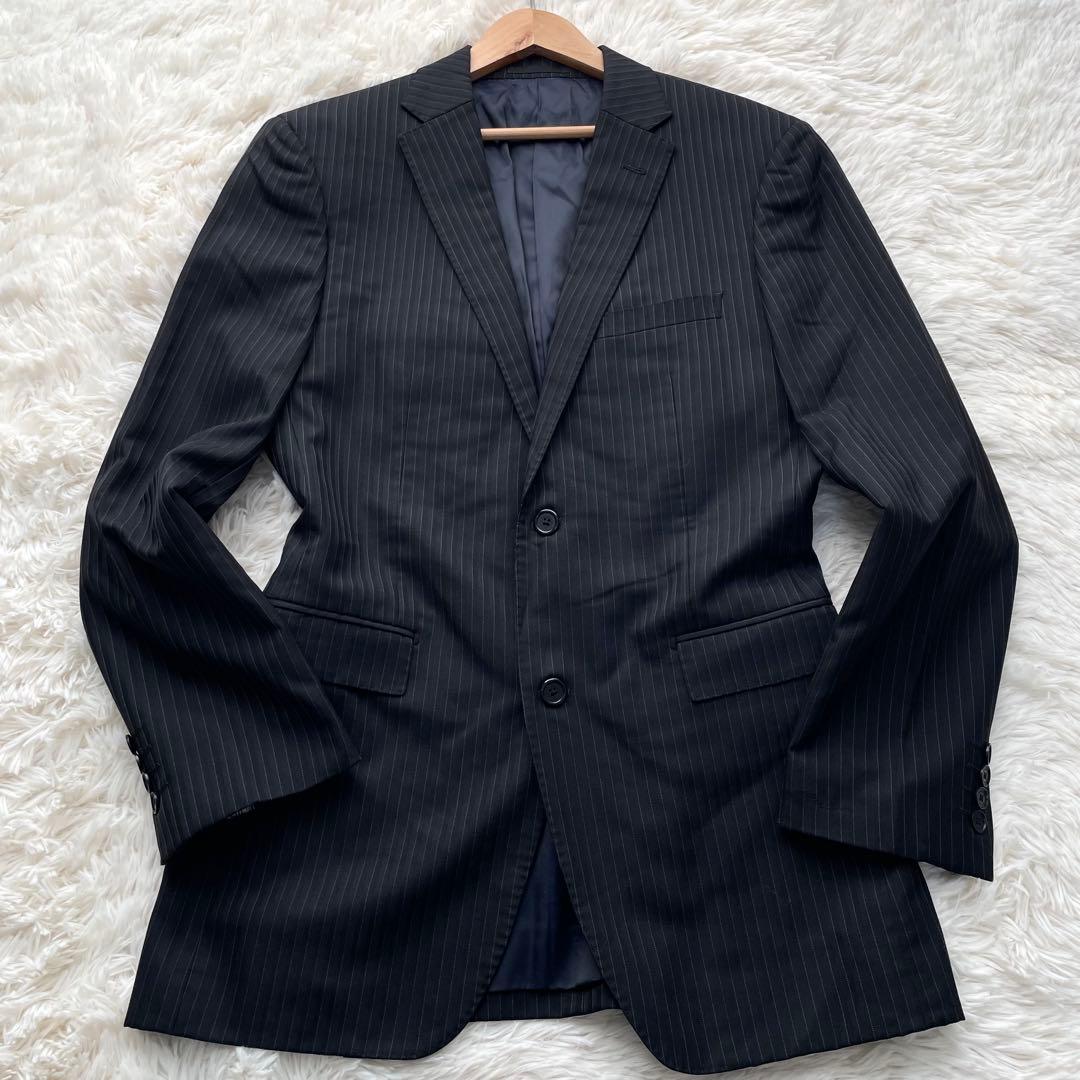 希少XL✨バーバリーブラックレーベル　スーツ　3ピース　super100's　黒