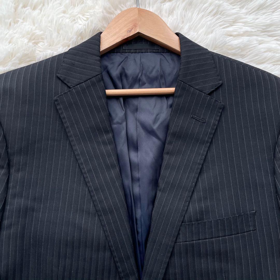 希少XL✨バーバリーブラックレーベル　スーツ　3ピース　super100's　黒