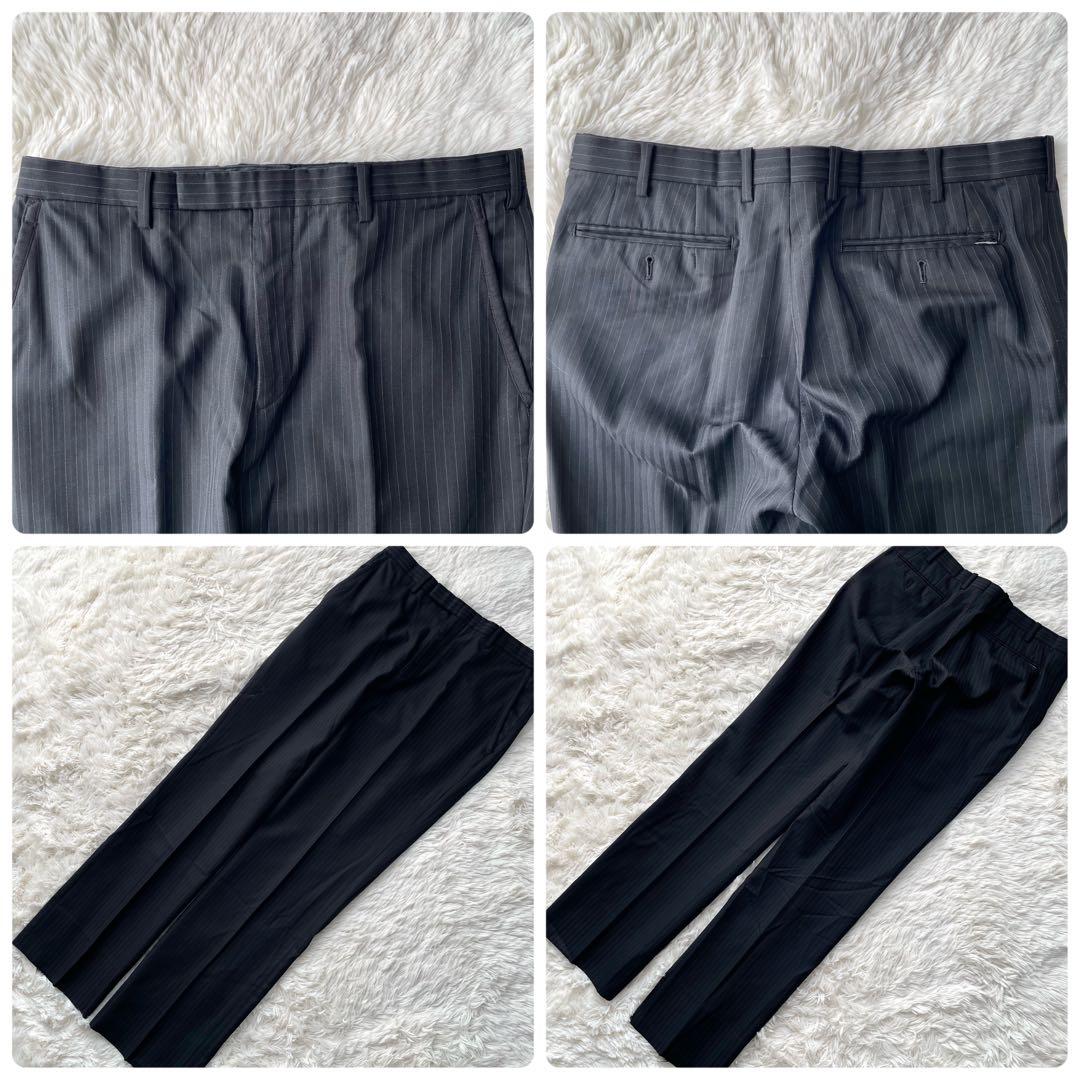 希少XL✨バーバリーブラックレーベル　スーツ　3ピース　super100's　黒